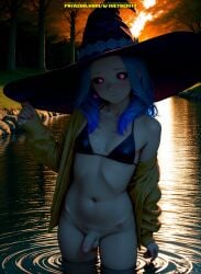 1boy ai_generated balls femboy meybekity otoko_no_ko penis trap witch witch_hat yaoi