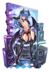 1girls absurd_res blue_hair female flat_chest heels hi_res highres hololive horns hoshimachi_suisei idol jagoo_(artist) large_filesize light-skinned_female light_skin painted_toenails solo toes virtual_youtuber