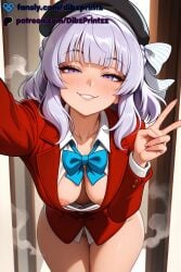 1girls ai ai_assisted ai_generated anime areola_slip artist_name beret black_headwear blazer blue_bow blue_bowtie blunt_bangs blush bottomless bow bowtie braid breasts classroom_of_the_elite cleavage collarbone collared_shirt dibzprintz downblouse fansly female grin hat hi_res high_quality high_resolution highres jacket large_breasts leaning_forward long_sleeves looking_at_viewer medium_breasts medium_hair nipple_slip nipples no_bra no_panties open_clothes patreon_username purple_eyes purple_hair red_jacket sakayanagi_arisu school_uniform selfie shirt smile solo thigh_gap v watermark web_address white_shirt youkoso_jitsuryoku_shijou_shugi_no_kyoushitsu_e