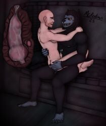 absurd_res alien anal anal_sex anthro beard bed black_body black_fur blue_eyes bodily_fluids body_hair branvir_mckodimus canid canine canis cum cum_in_ass cum_inside duo facial_hair fur furniture genital_fluids grey_body grey_skin hair hi_res human humanoid internal knot knotting leaking_cum male male/male male_only mammal mckodimus orange_hair penetration prostate saliva shistavanen star_wars wolf xiker_(mckodimus) yaoi yellow_eyes