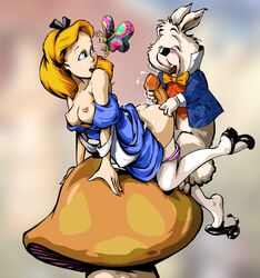 alice_(disney) alice_in_wonderland alice_in_wonderland_(1951_film) alice_liddell breasts clothes disney female fur human male nipples penis rabbit side_view straight straight_hair tagme white_rabbit_(disney) white_rabbit_(wonderland)