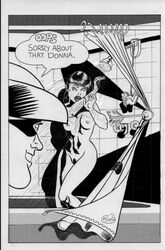 1boy 1girls 2003 5_fingers amazon areola areolae arrow artist_request bare_arms bare_back bare_legs bare_midriff bare_shoulders bathing bathroom black_and_white bottomless breasts breasts_out cap completely_nude dark_hair dc_comics detailed_background dialog dialogue domino_mask donna_troy english english_text exposed_breasts exposed_nipples eyelashes facing_viewer female female_focus female_pubic_hair green_arrow_(series) hair hands_up hat human human_only indoors inside long_hair looking_at_viewer male mask medium_breasts midriff monochrome mouth_open naked nipples no_bra no_panties no_underwear nude nude_female nudity open_eyes open_mouth peeping pubes pubic_hair room round_ears roy_harper shadow shocked shower shower_curtain shower_head showering signature smile smiling soap speech_bubble speedy standing straight_hair superhero superheroine surprise surprised teen_titans teeth text thin_waist tile_floor tiles tongue topless tub uncensored voyeur walk-in water wet wonder_girl wonder_woman_(series)