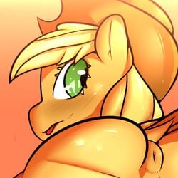 2015 anus applejack_(mlp) ass blush close-up earth_pony equine female female_only friendship_is_magic fur looking_at_viewer looking_back mammal murderousart my_little_pony pony presenting smooth_skin solo