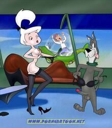 1girls 2boys astro_the_space_mutt female george_jetson hanna-barbera judy_jetson male nipples porncartoon the_jetsons zoophilia