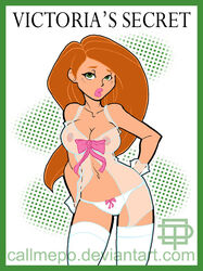 1girls callmepo color colored disney female female_only frontpage human kim_possible kimberly_ann_possible nipples socks solo straight_hair thigh_socks thighhighs victoria's_secret white_socks