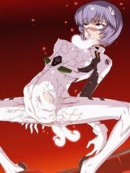 2006 censored clothing erect_nipples erect_nipples_under_clothes fey_(circle) medium_breasts neon_genesis_evangelion plugsuit rape rei_ayanami stomach_bulge tagme torn_clothes