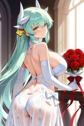 1girls ai_generated big_breasts breasts bride fate/grand_order fate_(series) female green_hair hair_ornament happy horns huge_breasts in_love_with_viewer kiyohime_(fate) kiyohime_(fate/grand_order) large_ass lingerie long_hair looking_at_viewer looking_back male male_pov neruton tagme tagme_(artist) tears viewer_pov wedding_dress wholesome yandere
