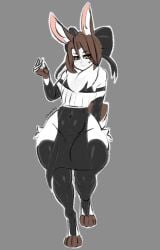 1boy 2020s 2025 2d 2d_(artwork) 5_fingers anthro anthro_only black_clothing bowtie bowtie_on_head brown_hair bunny bunny_boy bunny_ears chest_tuft clothing curvy curvy_figure eyebrows eyelashes femboy femboy_only fluffy_tail furry furry_male furry_only hair_over_eyes heart_tattoo hi_res highres hips latex latex_clothing latex_leggings loincloth long_ears looking_at_viewer lynnminx male male_focus male_only mammal navel original original_character simple_background slim_waist solo solo_male tail tem_(lynnminx) two-tone_fur white_fur wide_hips yellow_eyes