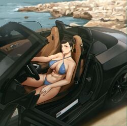 big_breasts bikini breasts capcom car chun-li female lightsosis motor_vehicle sports_car steering_wheel street_fighter
