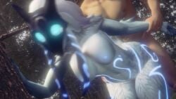 1girl1boy 1girls animation anthro blender_(software) doggy_style doggy_style forest fur furry glowing_eyes grabbing_arm grabbing_from_behind human_on_anthro kindred lamb_(league_of_legends) league_of_legends league_of_legends:_wild_rift mask masked_female ricepanda riot_games sound sound_effects tagme thrusting video
