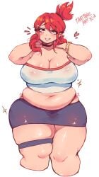 1girls alternate_body_size alternate_breast_size bangs bangs_between_eyes bare_shoulders belly belly_overhang big_belly big_breasts black_choker blush blush_lines bracelet breasts cartoon_network choker chubby chubby_belly chubby_female cleavage colored cowboy_shot crop_top curvaceous digital_media_(artwork) ear_piercing earrings english_text fat fat_breasts fat_female fat_thighs female female_only flustered foster's_home_for_imaginary_friends frankie_foster front_view garter_straps hair_clips hair_ornament hand_on_shoulder hands_on_shoulders heart_(symbol) high_ponytail huge_breasts jewelry knock-kneed light-skinned_female light_skin looking_at_viewer love_handles medium_hair midriff_baring_shirt muffin_top multiple_earrings necklace nipples_visible_through_clothing no_bra overweight overweight_female panty_straps parted_lips pinup plump plump_belly plump_breasts plump_female plump_thighs ponytail pose posing red_hair red_panties shirt short_ponytail sidelocks signature simple_background skindentation skirt sleeveless sleeveless_shirt smile solo spillage standing swept_bangs text that0neartkid thick thick_arms thick_legs thick_thighs thighs tied_hair tight_clothing tight_shirt tight_skirt tilted_head translucent_topwear undersized_clothes voluptuous voluptuous_female warner_brothers weight_gain white_background white_crop_top white_shirt wide_hips