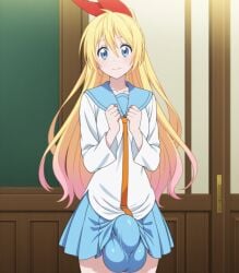 1futa 1futanari ai_generated balls blonde_hair blue_eyes breasts cock curves curvy curvy_body curvy_figure curvy_hips dickgirl erect_penis erection futa_only futa_sans_pussy futanari futanari_only girly hair_ribbon hi_res high_resolution highres horny horny_female huge_balls huge_cock huge_testicles kingdesperadow3 kirisaki_chitoge medium_ass medium_breasts medium_penis muscular nipples nisekoi nude penis school school_uniform schoolgirl sexy shiny_skin solo solo_focus solo_futa stable_diffusion testicles thick_thighs trans transformation veiny_penis voluptuous