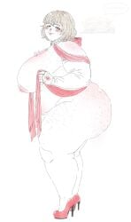 ass bbw big_ass big_breasts blonde_female blonde_hair chubby chubby_female delicious_in_dungeon dungeon_meshi etojinho falin_touden heels huge_ass huge_breasts looking_at_viewer overweight overweight_female ssbbw thick thick_ass thick_legs yellow_eyes