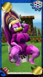 3d 3d_(artwork) anthro anthro_only areolae avian big_breasts blue_eyes breasts female female_focus glasses glasses_on_head green_feathers grey-yordle grey_feathers jet_the_hawk kabalmystic_(style) looking_at_viewer male nipples nude nude_female purple_feathers pussy sega smile smiling_at_viewer sonic_(series) sonic_riders squatting storm_the_albatross thick_thighs wave_the_swallow