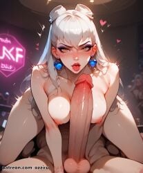 69 69_position absurd_res ai_generated cock cock_worship evelynn female female_pubic_hair hair_bun hair_buns hi_res highres k/da_all_out_evelynn k/da_all_out_series league_of_legends naked naked_female nude nude_female ozziru patreon penis penis_awe prostitution pubic_hair self_upload strip_club uncensored white_hair yellow_eyes