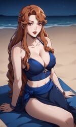 1girls ai_generated bigmic145 bikini braid breasts castlevania castlevania_(netflix) female hair_ornament lenore_(castlevania) lips long_hair medium_breasts orange_hair sarong vampire vampire_girl wavy_hair