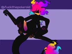 4_arms animal_genitalia anthro anus black_body bodily_fluids colored_fire fire flaming_head flaming_tail genital_fluids genital_slit genitals gradient_penis hand_on_leg hand_on_thigh hi_res holding_butt holding_leg holding_thigh kaydelas leaking_precum male multi_arm multi_limb multicolored_penis pawpads penis precum presenting presenting_anus presenting_penis solo spread_anus spreading tail unknown_species yasterwolly
