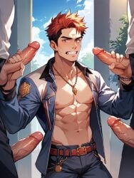 4boys abs ai_generated gay gay_domination gay_male gay_sex male mlm rape red_hair