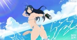 1boy ass back_view bikini bleach femboy giselle_gewelle huge_ass huge_cock human looking_at_viewer male male_only metalling penis standing water
