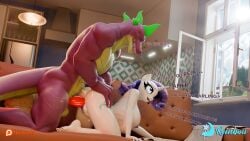 anthro areola black_eyeliner blue_eyes breasts dialogue dragon duo emanata english_text equid equine eyeliner female friendship_is_magic genitals hasbro hi_res horn makeup male male/female mammal my_little_pony mythological_creature mythological_equine mythological_scalie mythology nipples nude penetration penis rarity_(mlp) reinbou scalie sharp_teeth spike_(mlp) teeth text unicorn vaginal_penetration vaginal_penetration