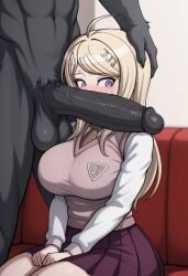 2025 ai_generated anthro anthro_on_female anthro_on_human balls big_balls big_breasts big_penis bigtub7775 black_fur canid canine canis danganronpa_v3 female furry male penis werewolf wolf