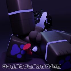 1boy 3d 3d_(artwork) 3d_animation animated anus ass balls black_hair cum dildo dildo_in_anus furry gay knot male male_focus male_only pose protogen roblox robloxian tagme video visor watermark withoutgraces