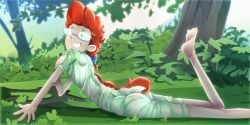 disney disney_channel dress female female_focus glasses light-skinned_female light_skin long_hair lying lying_on_stomach pepper_ann pepper_ann_pearson proterios red_hair wet wet_clothes young younger_female
