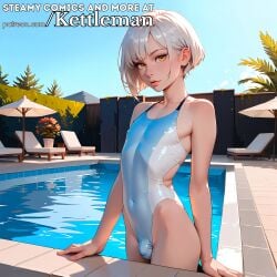 ai_generated amber_eyes bikini bulge cute femboy feminine feminine_male kettleman petite seductive sexy slender slender_body slim slim_waist swimming swimming_pool swimsuit swimsuit_bulge swimwear trap twink white_hair yellow_eyes