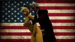 2014 3d american_flag animated anthro applejack_(mlp) big_breasts breasts crossover duo equine erection female founding_father friendship_is_magic george_washington horse human male mammal my_little_pony nipples penetration penis pony sex smooth_skin swedishsnus