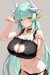 1girls ai_generated big_breasts breasts cat_keyhole_bra cat_keyhole_lingerie cat_lingerie fate/grand_order fate_(series) female green_hair hair_ornament horns huge_breasts in_love_with_viewer kiyohime_(fate) kiyohime_(fate/grand_order) large_ass lingerie long_hair looking_at_viewer male male_pov neruton tagme tagme_(artist) viewer_pov wholesome yandere