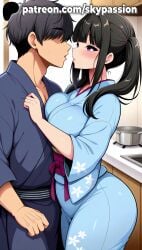 1boy 1girls 2025 ai_assisted ai_generated anime artist_name ass big_ass big_breasts big_butt big_chest black_hair blue_kimono blush booty breast_press breasts bubble_ass bubble_butt bust busty buttocks chest clothed_female clothed_female_clothed_male clothed_male curvy_ass curvy_butt cute_ass female firm_ass floral_print hair_over_eyes hi_res high_quality high_resolution highres inoue_takina japanese_clothes juicy_ass juicy_butt kimono large_ass large_breasts long_hair looking_at_another lycoris_recoil patreon patreon_username perfect_ass plump_ass ponytail purple_eyes round_ass sash sexy_ass skypassion stable_diffusion tight_ass voluptuous_ass watermark yukata