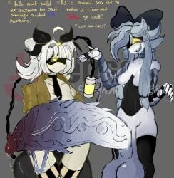 1futa 1girls cyn_(murder_drones) dialogue futanari huge_breasts huge_cock hyper_penis imminent_sex j_(murder_drones) murder_drones penis u_nkno3ngrounds