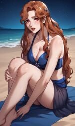 1girls ai_generated bigmic145 bikini braid breasts castlevania castlevania_(netflix) female hair_ornament lenore_(castlevania) lips long_hair medium_breasts orange_hair sarong vampire vampire_girl wavy_hair
