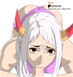 1girls ass blowjob blowjob_face breasts female haka465 male monkey_d_luffy nude one_piece sex yamato_(one_piece)