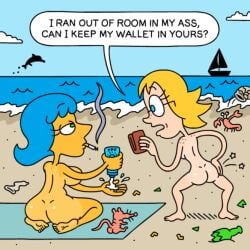 ass ass backboob barefoot beach big_ass breasts brianne casual_nudity cigarette completely_nude dolphin feet female freckles glasses keith_stack leslie lobster naked naked_female naked_glasses nude nude_beach nude_female rat silly smacking_ass smacking_own_ass smoking smoking_cigarette sunscreen wacky_lesbian_hour wallet yellow_hair