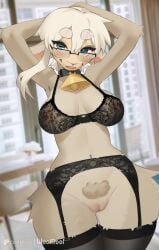 2025 anthro bell bell_collar black_clothing black_leggings black_lingerie caprine collar ewe female furry furry_female furry_only glasses glasses_on_face leggings lingerie pubic_hair pussy see-through see-through_clothing see-through_lingerie sheep thick_thighs thighs white_fur white_hair white_wool wilma_the_sheep wool wool_(fur) woolrool