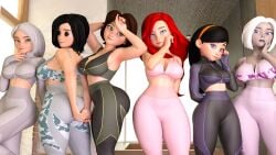 3d 6girls ariel aunt_cass big_ass big_hero_6 big_thighs breasts bust cambion cass_hamada chest coraline crossover curvaceous curvy curvy_figure demon demon_girl disney disney_princess female half_demon hips hourglass_figure huge_ass huge_thighs large_ass large_thighs legs light-skinned_female light_skin marvel marvel_comics mature mature_female mirage_(the_incredibles) multiple_girls other_mother princess rachel_roth raven_(dc) slim_waist the_incredibles the_little_mermaid thick thick_hips thick_legs thick_thighs thighs violet_parr voluptuous voluptuous_female vtemp waist wide_hips wide_thighs