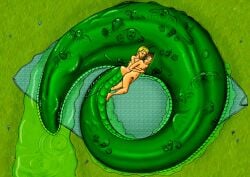 2011 after_vore belly big_belly female female_pred frakass gastropod genitals grass green_body human humanoid male mammal mollusk nude outside overweight penis plant slug vore
