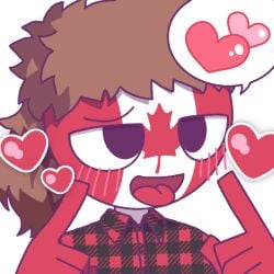 ahe_gao canada canada_(countryhumans) countryhumans heart_symbol male_only maple_leaf red_skin tongue_out