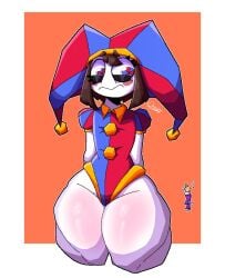 ass big_ass big_breasts big_thighs big_titties breasts brown_hair bunnysuit chuyy clothing clown clown_girl curvaceous curvaceous_female curvaceous_figure curvy curvy_figure curvy_hips female female_focus female_only leotard pomni pomni_(tadc) pomni_(the_amazing_digital_circus) short_hair the_amazing_digital_circus white_skin
