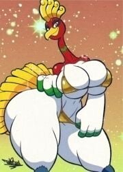 2025 anthro artist_logo artist_name artist_signature avian avian_humanoid beak bedroom_eyes big_breasts bikini bikini_bottom bikini_top breasts brown_eyes clothing digital_drawing_(artwork) digital_media_(artwork) feathers female female_only furry furry_only generation_2_pokemon gold_bikini golden_week hi_res ho-oh huge_breasts huge_hips huge_thighs legendary_pokemon looking_at_viewer multicolored_body narrowed_eyes navel nintendo non-mammal_breasts non-mammal_navel pokemon pokemon_(species) pokethot's red_body seductive seductive_look seductive_smile simple_background smiling smiling_at_viewer solo solo_female tail tail_feathers tansau thick_thighs two-piece_swimsuit white_body yellow_beak