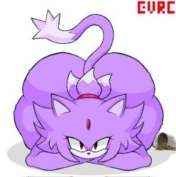 1girls all_fours anthro ass ass_up big_ass blaze_the_cat blaze_the_cat_(om) bubble_butt cat cat_girl catnip countershade_face countershading crossed_arms dipstick_hair evrc eyelashes feline female female_only front_view furry gem gem_on_forehead hair_tuft head_tuft looking_at_viewer mobian_(species) naked naked_female nude nude_female outcome_memories purple_body purple_fur resting_on_arms roblox roblox_game sega solo sonic_(series) sonic_the_hedgehog_(series) tail thick_thighs two-tone_body white_body white_fur