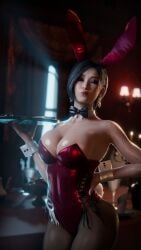 1girls 3d ada_wong big_breasts bunny_ears bunny_tail bunnysuit capcom looking_at_viewer resident_evil resident_evil_2 resident_evil_4 serpentorder
