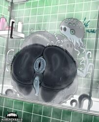 against_glass against_surface alien alien_boy alien_genitalia bathroom bathtub cellulite donut_anus eldritch_abomination eldritch_horror huge_ass huge_thighs looking_at_viewer plump_ass steam steaming_body tentacle the_stargazer_(zeblackballd) trypophobia unusual_penis ze_blackball.d zeblackballd_(artist)