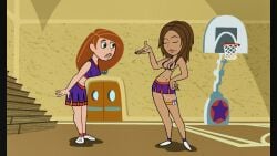 2d 2girls bonnie_rockwaller busty cheerleader cheerleader_outfit disney disney_channel edit female female_focus female_only full_body hourglass_figure kim_possible kimberly_ann_possible light-skinned_female light_skin monkeyman_(artist) revealing_clothes skimpy skimpy_clothes standing tan-skinned_female tan_body tan_skin wide_hips