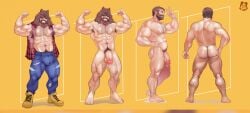 2boys abs adonis_belt armpit_hair armpits athletic athletic_male back_muscles balls bara barazoku beard biceps big_balls big_bulge big_dick big_pecs big_penis body_hair boots brown_hair brown_hair_male bulge character_sheet chest_hair clothed_male covered_eyes daddy dilf drconejo06 facial_hair flaccid flaccid_penis flannel flannel_shirt flexing flexing_arms flexing_bicep glans hairy hairy_armpits hairy_ass hairy_chest hairy_legs hairy_male happy_trail hat hat_covering_eyes headwear headwear_only jeans kyne_(drconejo06) lumberjack male male_nipples male_only manly model_sheet muscle muscles muscular muscular_back muscular_male muscular_thighs naked_male nipples nude nude_male nude_male_nude_male obliques pecs penis plaid plaid_shirt pose posing quadriceps reference_sheet serratus short_hair smile solo solo_male teeth_showing thick_thighs tight_clothing tight_pants triceps undressed v-cut