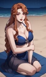 1girls ai_generated bigmic145 bikini braid breasts castlevania castlevania_(netflix) female hair_ornament lenore_(castlevania) lips long_hair medium_breasts orange_hair sarong vampire vampire_girl wavy_hair