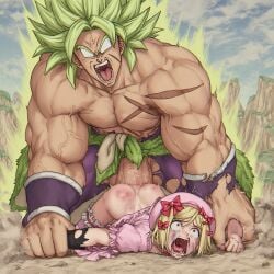 ai_generated beaten broly bruised crossover defeated dragon_ball forced fucked_from_behind lambdadelta painful painful_penetration rape size_difference torn_clothes torn_clothing umineko_no_naku_koro_ni