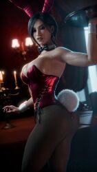 1girls 3d ada_wong big_breasts bunny_ears bunny_tail bunnysuit capcom looking_at_viewer resident_evil resident_evil_2 resident_evil_4 serpentorder