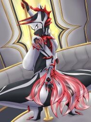 background big_ass big_breasts breasts catgirl female furry furry_female gatopng milf mommy pole pole_dancing primebooba valkyr_(warframe) warframe